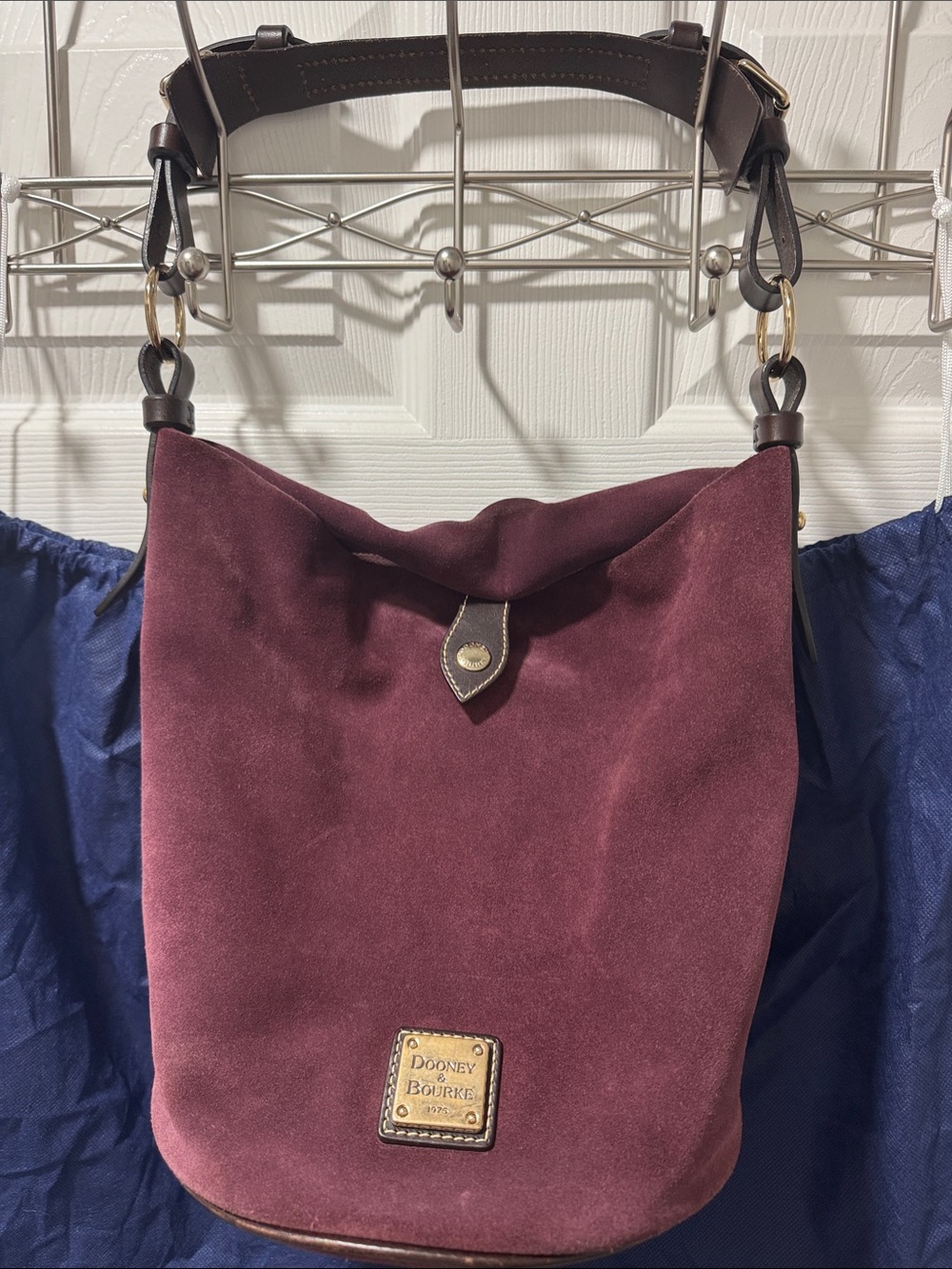 Dooney & Bourke Burgundy Suede Bucket Shoulder Bag